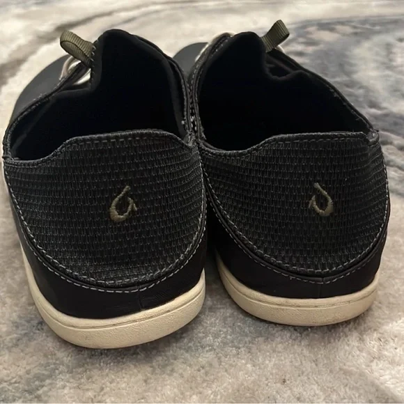 Olukai Men's Nohea Moku Black No Tie Boat Shoes - Picture 4 of 6